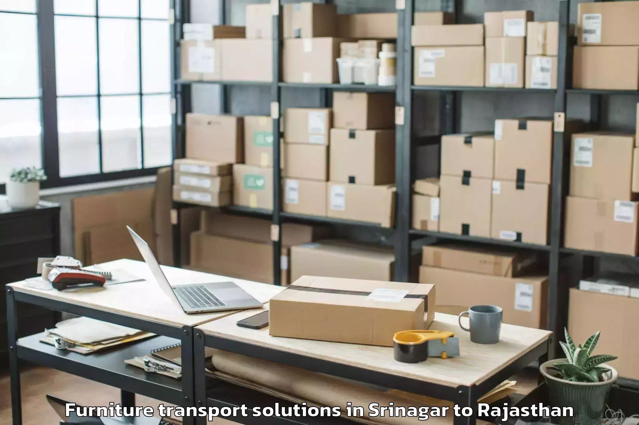 Srinagar to Salumbar Furniture Transport Solutions